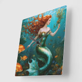 "Marielle" - Mooie dansende zeemeermin Vierkante Klok (Hoek)