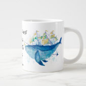 Marien leven. Zee schildpad en blauwe walvis Grote Koffiekop (Rechts)