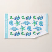 Marien Nautisch zeepaard Aangepast Blauwgroen Aqua Bad Handdoek (Handdoek)