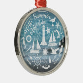 Marien Thema Nautical Elements Summer Adventure Metalen Ornament (Rechts)
