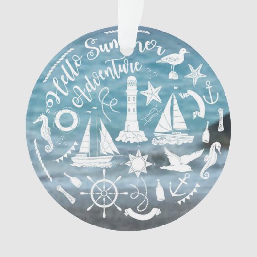 Marien Thema Nautical Elements Summer Adventure Ornament (voorkant)