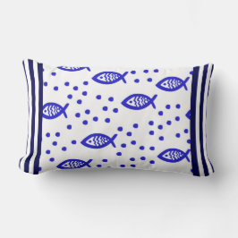 Marien thema Nautische elementen VisStripe bubbels Kussen