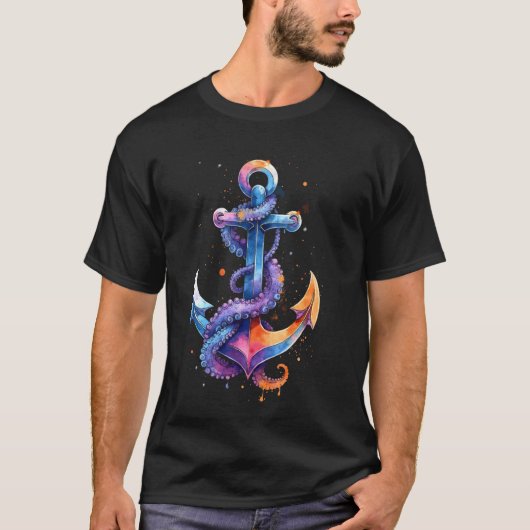 Mariene anker octopus t-shirt (Voorkant)