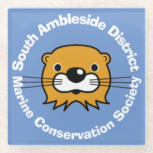 Mariene bescherming met Otter Head. Glazen Onderze Onderzetter (Voorkant)