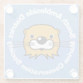 Mariene bescherming met Otter Head. Glazen Onderze Onderzetter (Achterkant)