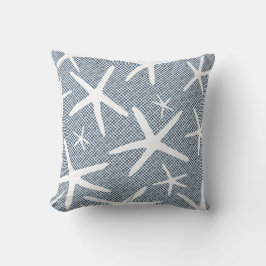 Mariene Blauwe en Witte Starfish Beach House Kussen