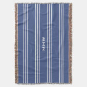 Mariene Blauwe Stripes aangepast monogram deken (Voorkant Verticaal)