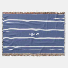 Mariene Blauwe Stripes aangepast monogram deken