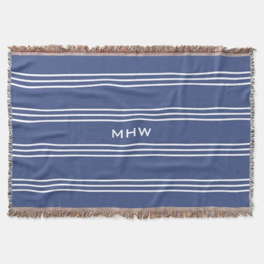 Mariene Blauwe Stripes aangepast monogram deken (Voorkant)