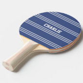 Mariene Blauwe Stripes aangepaste monogram paddle Tafeltennisbatje (Voorkant Gekanteld)
