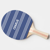 Mariene Blauwe Stripes aangepaste monogram paddle Tafeltennisbatje (Zijkant)