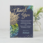 Mariene Blauwe Tropische Luau Pineappel Beach Bedankkaart (Staand voorkant)