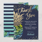 Mariene Blauwe Tropische Luau Pineappel Beach Bedankkaart (Voorkant / Achterkant)