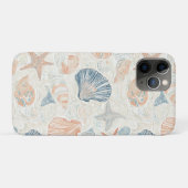 Mariene Botanische Schelp Blauwe Koraal Perzik Pat Case-Mate iPhone Case (Achterkant (horizontaal))