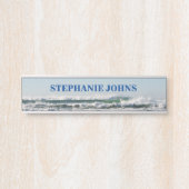 Mariene Golf Monograma Naam Water Blue Cool Deurbordje (Voorkant)