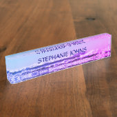 Mariene Golf Monogrammen Naam Waterroze Ombre Naambordje (Zijkant)