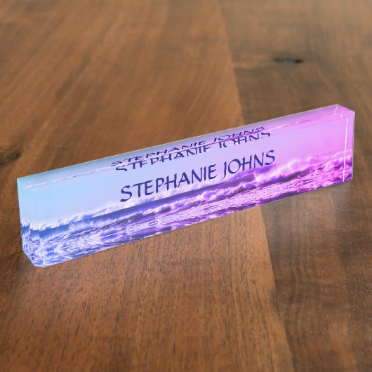 Mariene Golf Monogrammen Naam Waterroze Ombre Naambordje (Zijkant)