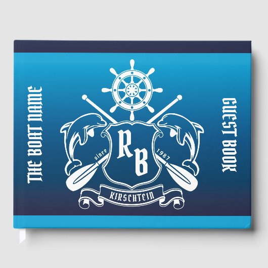 Mariene Insignia Dolphins Helm Oars Shield Nautica Gastenboek (Voorkant)