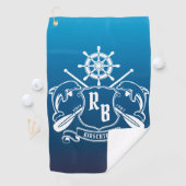 Mariene Insignia Dolphins Helm Oars Shield Nautica Golfhanddoek (Insitu)
