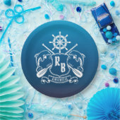 Mariene Insignia Dolphins Helm Oars Shield Nautica Papieren Bordje (Feest)