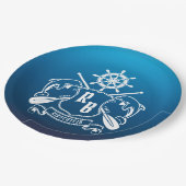 Mariene Insignia Dolphins Helm Oars Shield Nautica Papieren Bordje (Gekanteld)