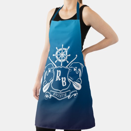 Mariene Insignia Dolphins Helm Oars Shield Nautica Schort (Insitu)