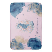 Mariene Leven | Moderne Waterverf zeepaardje Badmat (Voorkant Verticaal)