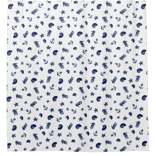 Mariene Motif met zeepaarden Douchegordijn (Voorkant)