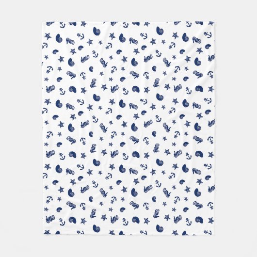 Mariene Motif met zeepaarden Fleece Deken (Voorkant)