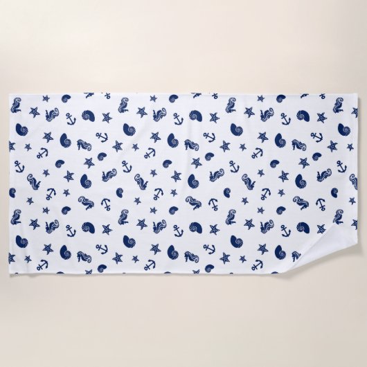 Mariene Motif met zeepaarden Strandlaken (Voorkant)