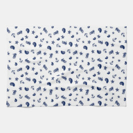 Mariene Motif met zeepaarden Theedoek