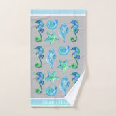 Mariene Nautical Seahorse Custom Blauwgroen Aqua & Bad Handdoek (Handdoek)