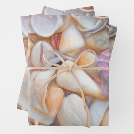 Mariene schelpen en zeestraten Kunstontwerp ontkop Inpakpapier Vel (In situ)