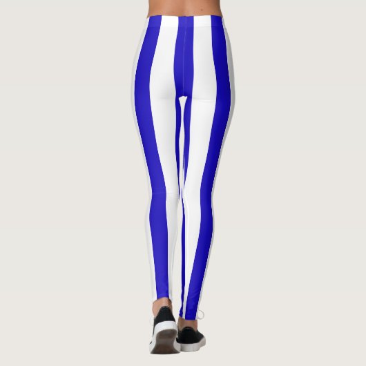 Mariene strepen patroon, dikke strepen blauw & wit leggings (Achterkant)