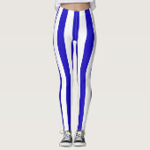 Mariene strepen patroon, dikke strepen blauw & wit leggings (Voorkant)