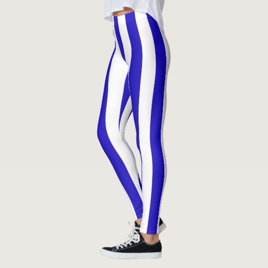 Mariene strepen patroon, dikke strepen blauw & wit leggings (Links)