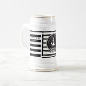 Mariene thema Blauw en witte horizontale streep Bierpul (Voorkant links)