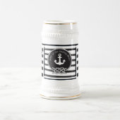 Mariene thema Blauw en witte horizontale streep Bierpul (Center)