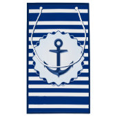 Mariene thema Blauw en witte streep met anker Klein Cadeauzakje (Achterkant)