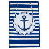 Mariene thema Blauw en witte streep met anker Medium Cadeauzakje (Voorkant)