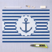 Mariene thema Blauw en witte streep met anker Tissuepapier (Craft)