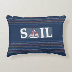 Mariene themablauwe Oceaan Regatta Stripe Rope Lin Accent Kussen