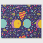 Mariene Theme Anchor Fish Starfish Seahorse Cadeaupapier (Vlak)