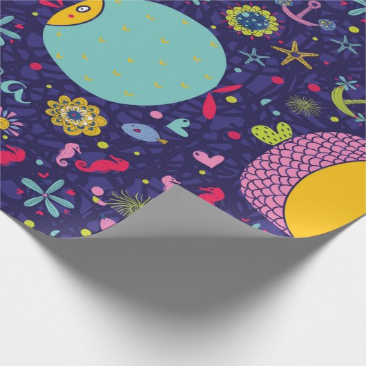 Mariene Theme Anchor Fish Starfish Seahorse Cadeaupapier (Hoek)