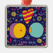 Mariene Theme Anchor Fish Starfish Seahorse Metalen Ornament (Voorkant)