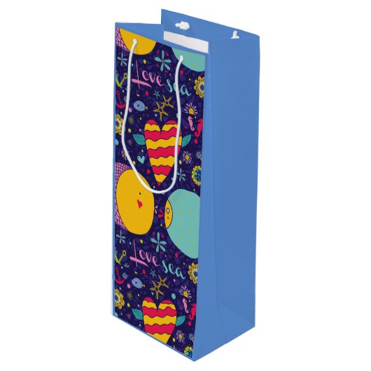 Mariene Theme Anchor Fish Starfish Seahorse Wijn Cadeautas (Voorkant Gekanteld)