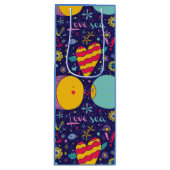 Mariene Theme Anchor Fish Starfish Seahorse Wijn Cadeautas (Voorkant)