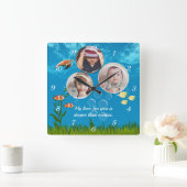 Mariene waterdieren, gepersonaliseerd op drie foto vierkante klok (Huis)