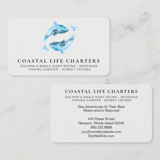 *~* Mariene Waterverf die het Zee van kustdolfijne Visitekaartje (Voorkant / Achterkant)