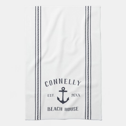 Mariene & Witte Anchor Persoonlijke strand House Theedoek (Verticaal)